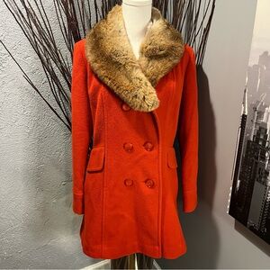 🌺VINTAGE MICHELLE WOOL BLEND RES TRENCH JACKET WITH FUR COLLAR🌺